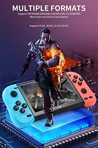 Old Arcade Retro Classic Handheld Game Console 5 Inch Led Screen Double TF Card 8 GB Internal 64 GB External Over 10000 Preloaded Games (Red and Blue) - Old Arcade