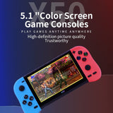 Old Arcade Retro Classic Handheld Game Console 5 Inch Led Screen Double TF Card 8 GB Internal 64 GB External Over 10000 Preloaded Games (Red and Blue) - Old Arcade