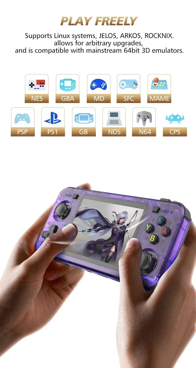 R36H Portable Retro Console – 3.5-Inch IPS Screen, 3000mAh Long-Lasting Battery, 256GB Storage, Linux OS